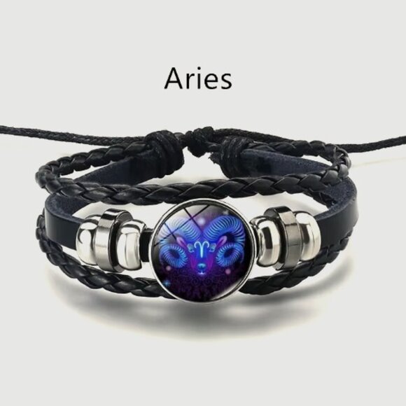 Aries Zodiac Sign Bracelet Adjustable Astrology Jewelry for Women and Men Gift - Picture 1 of 2